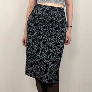 Vintage Huppert London Silver and Black Maple Leaf Skirt